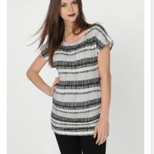 Isabella Oliver Ruched Striped Maternity Top Black and White stripe t-shirt